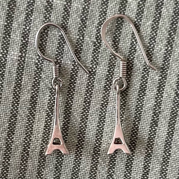 Silver Eiffel Tower Earrings - Picture 1 of 6